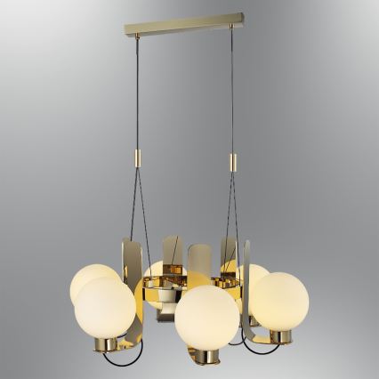 REGGIO cable-suspended chandelier 6xE27/40W/230V, gold