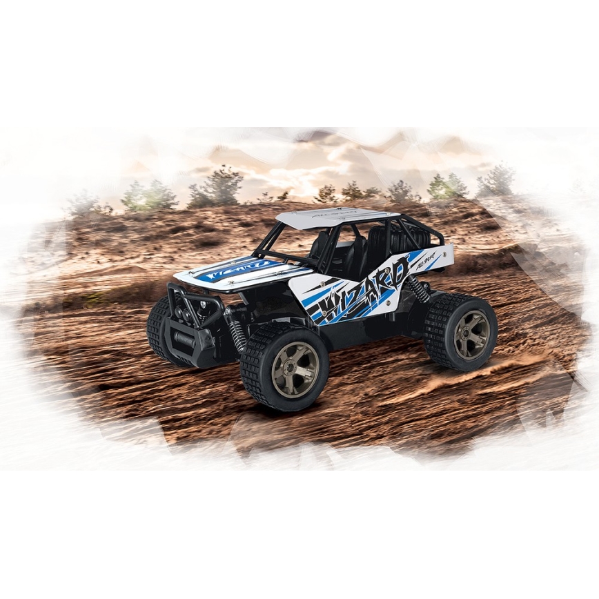 Remotely controlled car Wizard black/white/blue