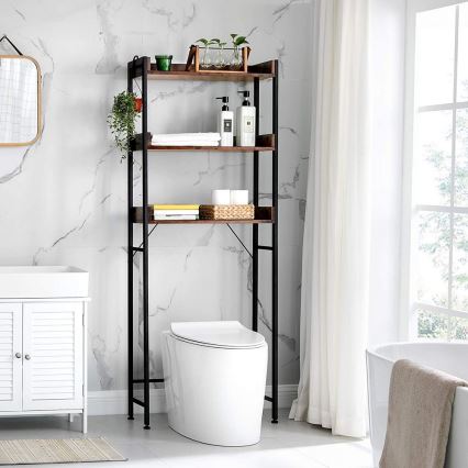 RENARO Bathroom Shelving Unit, Brown/Black