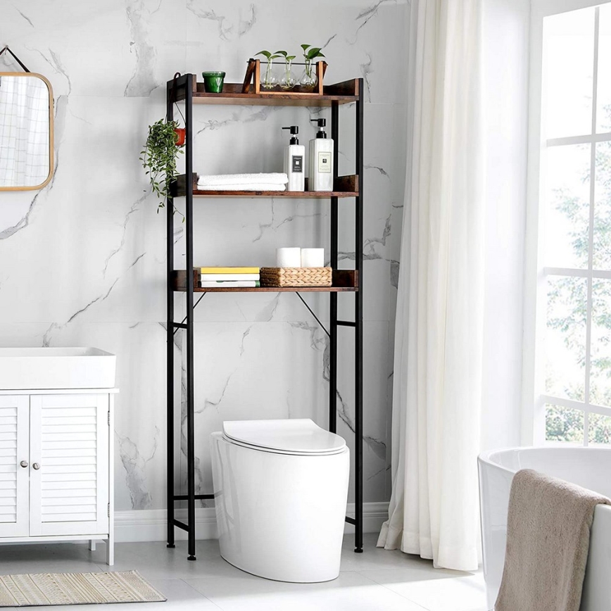 RENARO Bathroom Shelving Unit, Brown/Black
