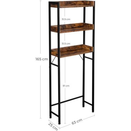 RENARO Bathroom Shelving Unit, Brown/Black