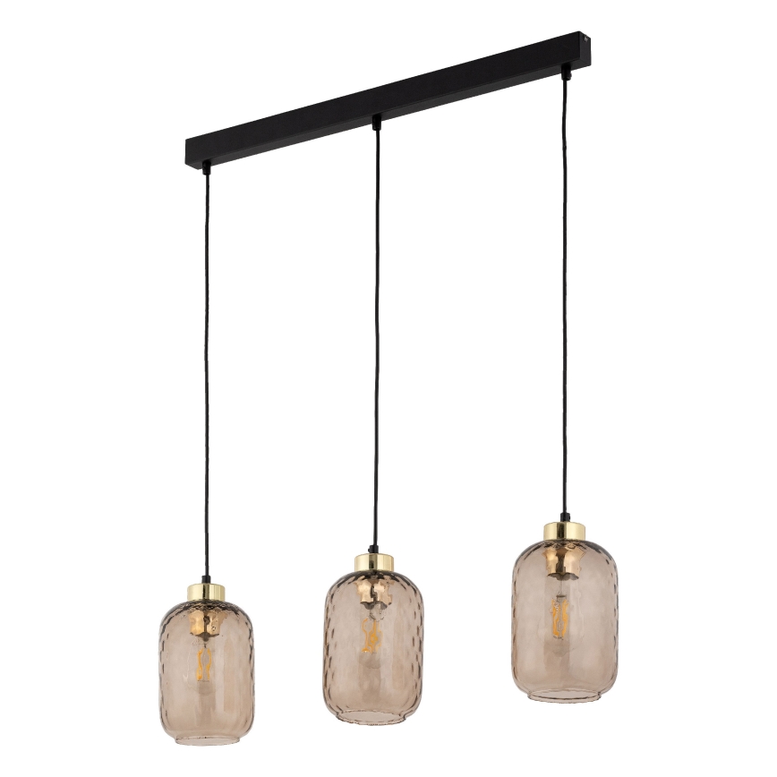 Replacement glass shade for PESCARA chandelier and wall sconce, E27 socket, 14 cm diameter, smoked brown