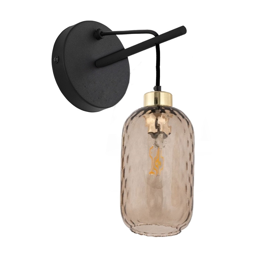 Replacement glass shade for PESCARA chandelier and wall sconce, E27 socket, 14 cm diameter, smoked brown