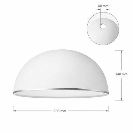 Replacement glass for RETRO, ANTICO chandelier, E27, Ø30 cm, white/silver