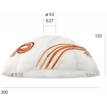 Replacement glass for chandelier SFERA E27 120x300 mm white/orange