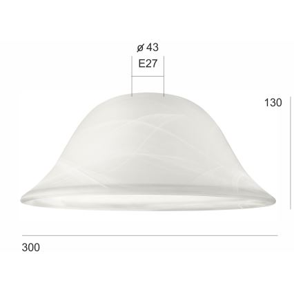Replacement glass for chandelier SFERA E27 130x300 mm white