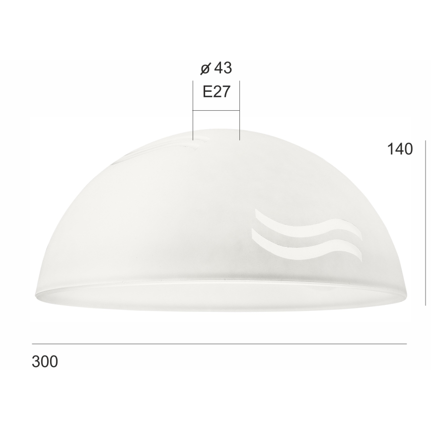Replacement glass for chandelier SFERA E27 140x300 mm white