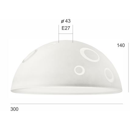 Replacement glass for chandelier SFERA E27 140x300 mm white
