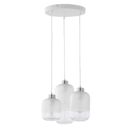 Replacement glass shade for MARCO E27 chandelier, 14 cm diameter, white/clear