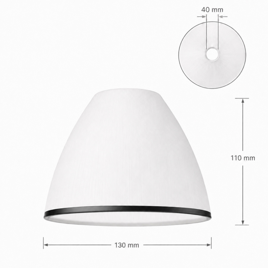 Replacement glass for RETRO and ANTICO chandelier and wall light, compatible with E27, Ø 13 cm, white/black