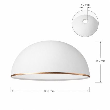 Replacement glass shade for RETRO, ANTICO E27 chandelier, Ø 30 cm, white/bronze