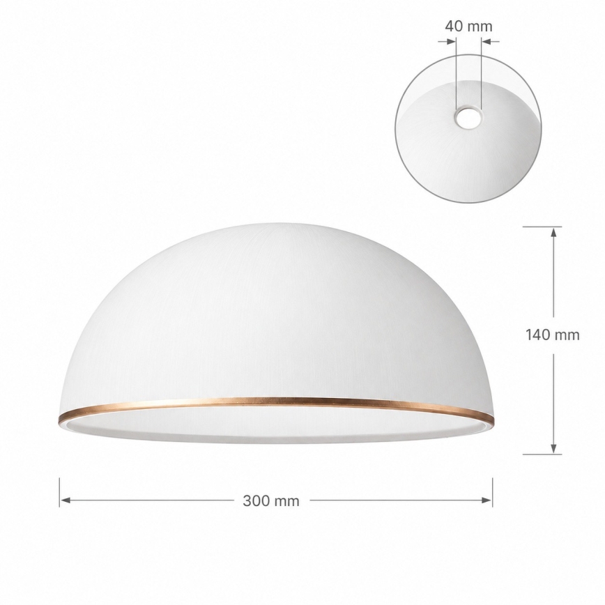 Replacement glass shade for RETRO, ANTICO E27 chandelier, Ø 30 cm, white/bronze