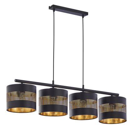 Replacement Lampshade for BOGART E27 Chandelier, Ø 16 cm, Black/Gold
