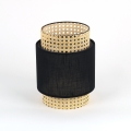 Replacement lampshade for BOHO E27 table lamp and chandelier, 20 cm diameter, rattan/black