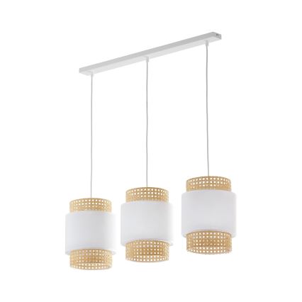 Replacement lampshade for BOHO E27 table lamp and chandelier, Ø 20 cm, rattan/white