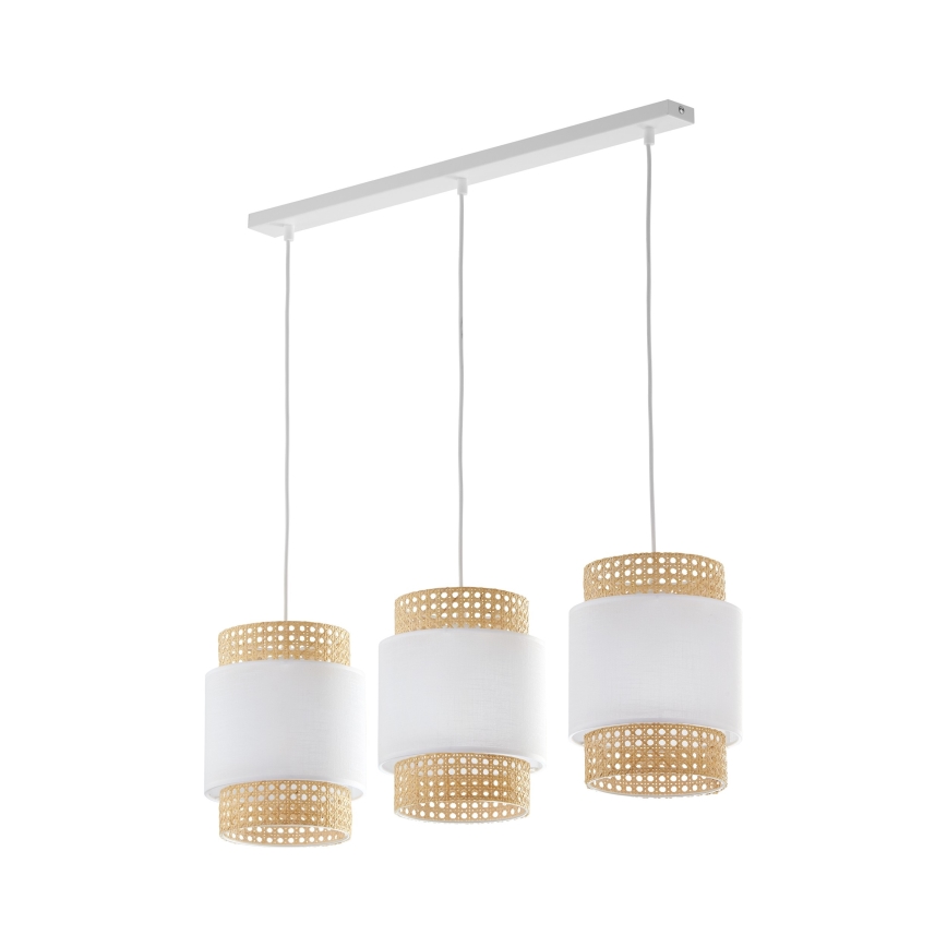 Replacement lampshade for BOHO E27 table lamp and chandelier, Ø 20 cm, rattan/white