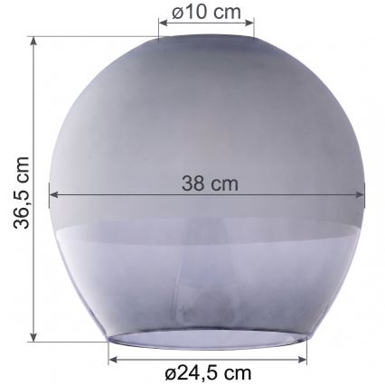 Replacement smoked grey glass for the KULA E27 chandelier, Ø 38 cm