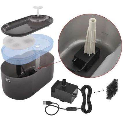 Replacement water pump for smart water fountains black
