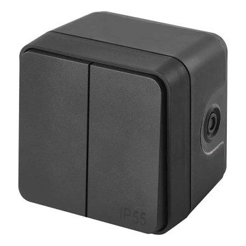 Residential 2-button alternating switch No. 6+6 IP55 anthracite