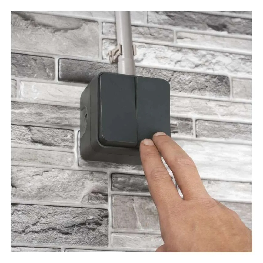 Residential 2-button alternating switch No. 6+6 IP55 anthracite