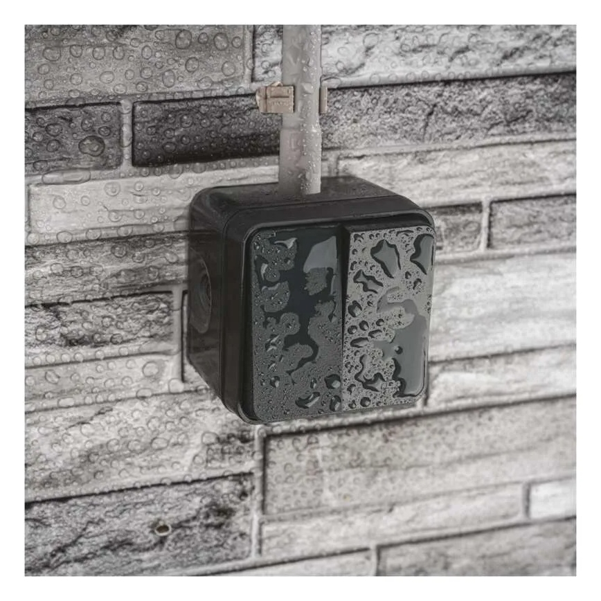 Residential 2-button alternating switch No. 6+6 IP55 anthracite