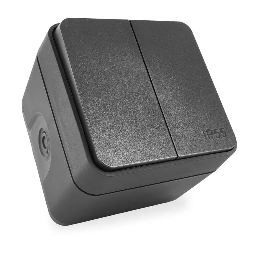 Residential 2-button alternating switch No. 6+6 IP55 anthracite