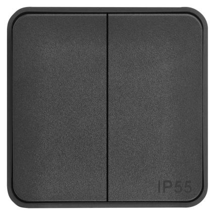 Residential 2-button alternating switch No. 6+6 IP55 anthracite