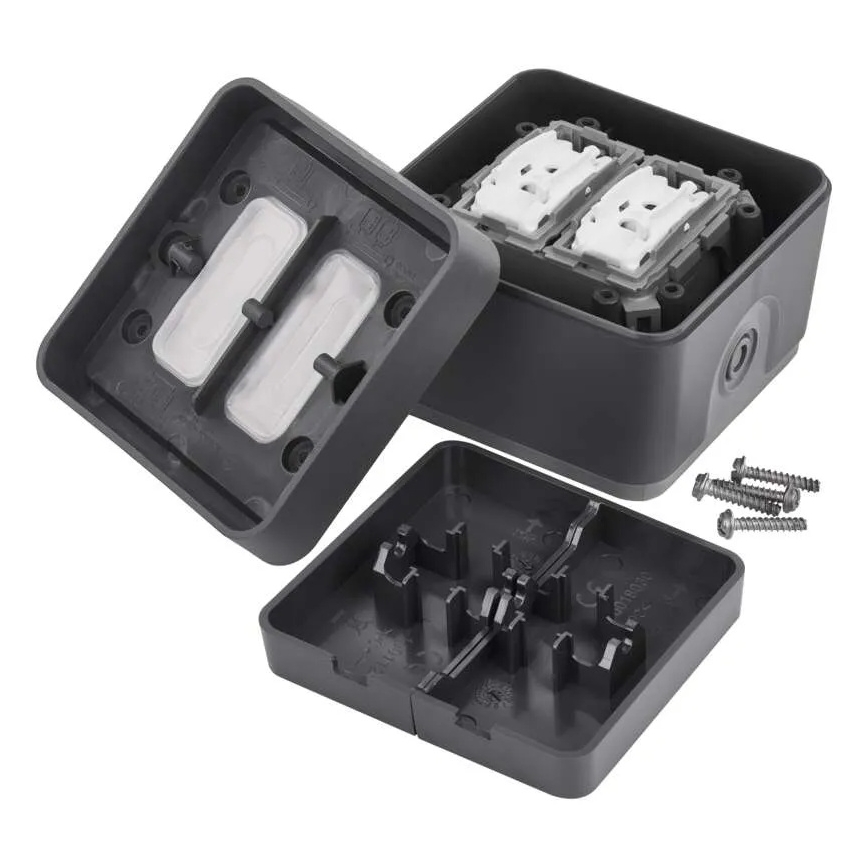 Residential 2-button alternating switch No. 6+6 IP55 anthracite