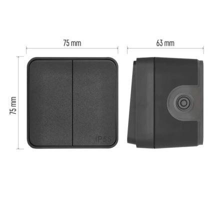 Residential 2-button alternating switch No. 6+6 IP55 anthracite