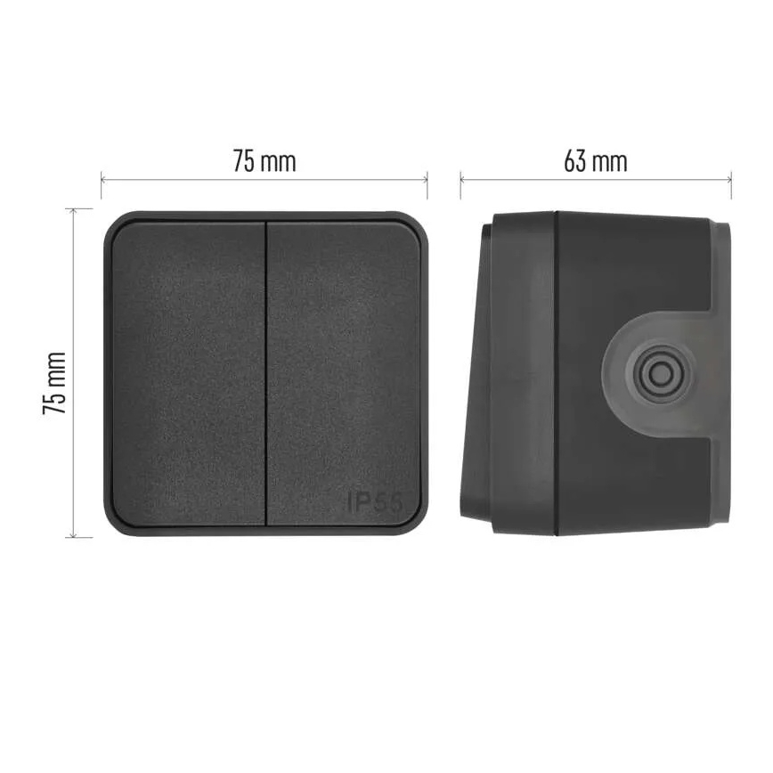 Residential 2-button alternating switch No. 6+6 IP55 anthracite