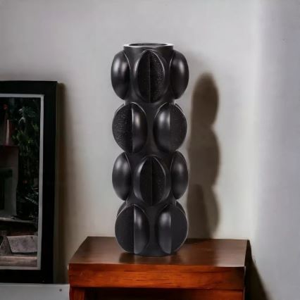 Resin Vase 37 x 15 cm, Matte Black
