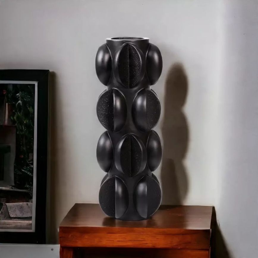 Resin Vase 37 x 15 cm, Matte Black