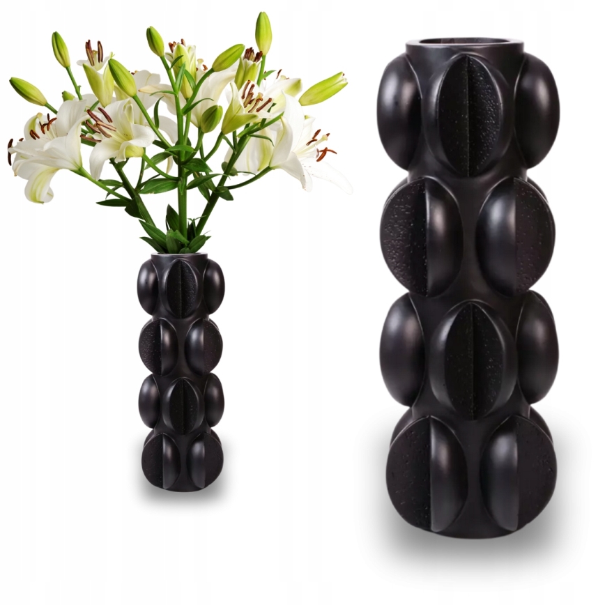 Resin Vase 37 x 15 cm, Matte Black