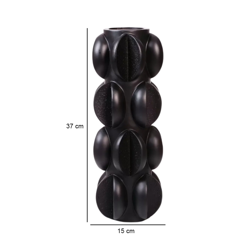 Resin Vase 37 x 15 cm, Matte Black