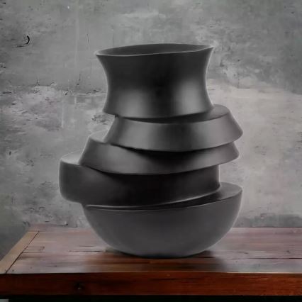 Resin Vase 38 x 33 x 36 cm, Matte Black