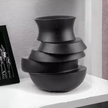 Resin Vase 38 x 33 x 36 cm, Matte Black