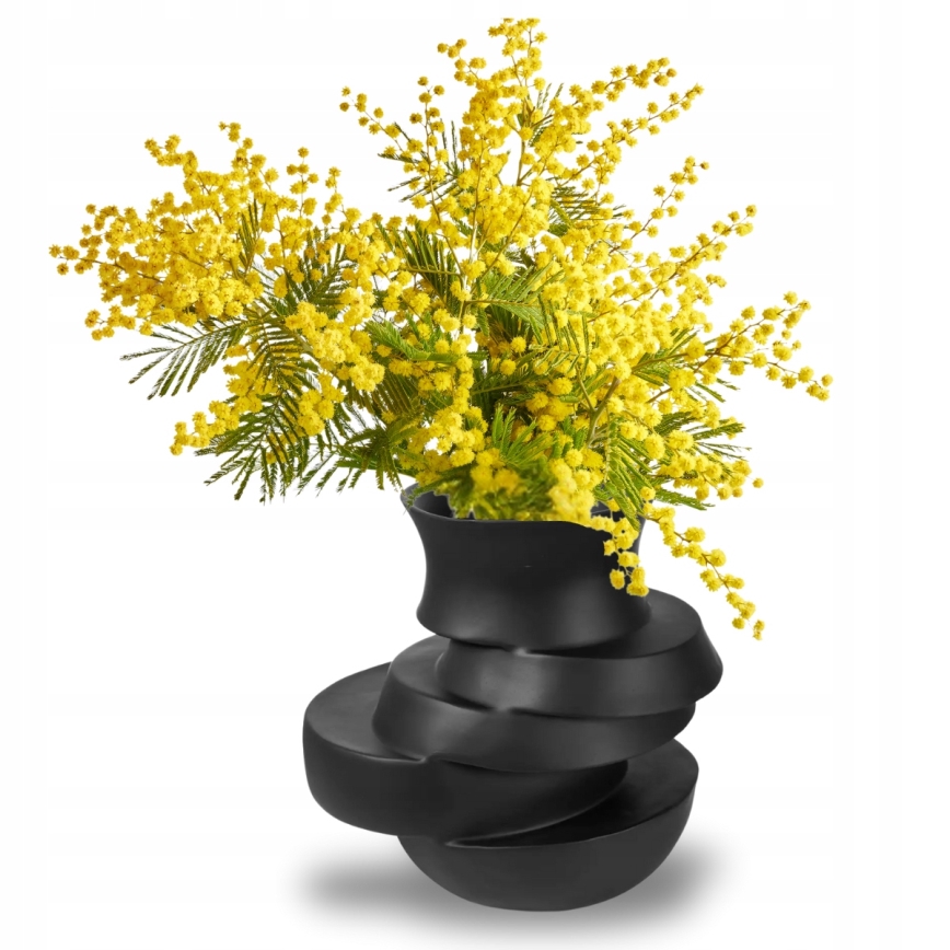 Resin Vase 38 x 33 x 36 cm, Matte Black