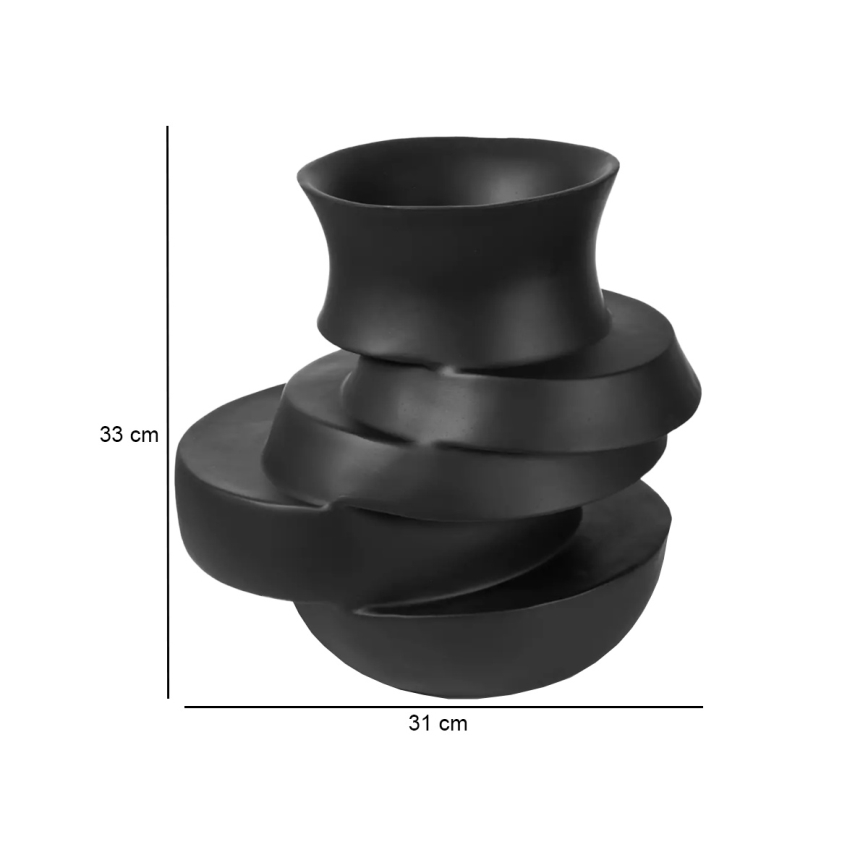 Resin Vase 38 x 33 x 36 cm, Matte Black
