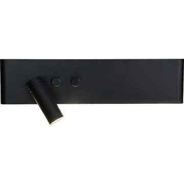 RESORT LED wall-mounted spotlight, 10W/230V + 3W LED, black, left-hand