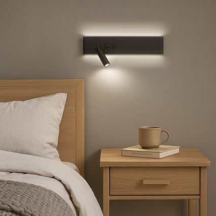 RESORT LED wall-mounted spotlight, 10W/230V + 3W LED, black, left-hand