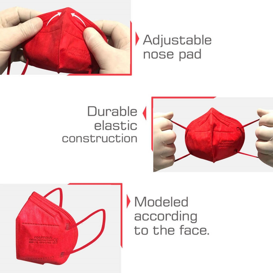 Respirator children's size FFP2 ROSIMASK MR-12 NR red 100pcs