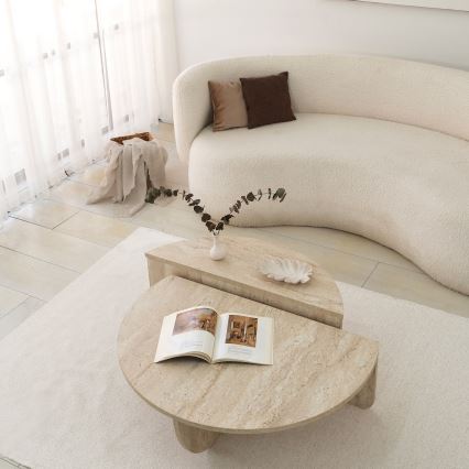 REST coffee table, beige marble finish