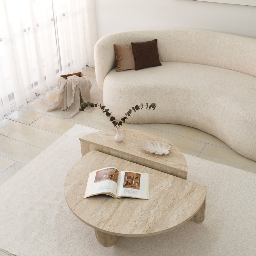 REST coffee table, beige marble finish