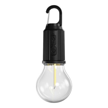 Retlux - Dimmable Rechargeable LED Flashlight, 0.3 W, USB, 400 mAh, IP44, Black