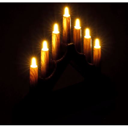 LED Christmas candlestick 7xLED/2xAA warm white