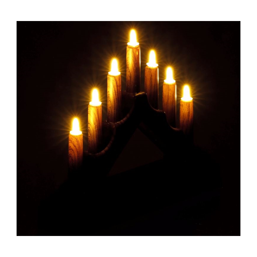 LED Christmas candlestick 7xLED/2xAA warm white
