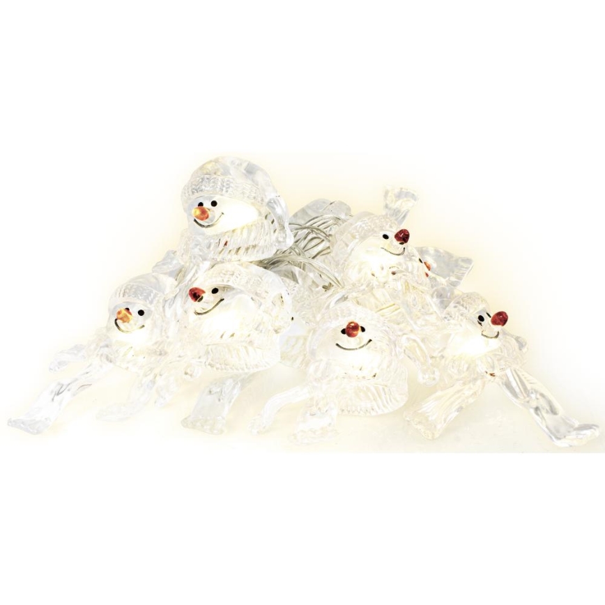 LED Christmas chain 10xLED/2xAA/warm white 1,65m snowmen