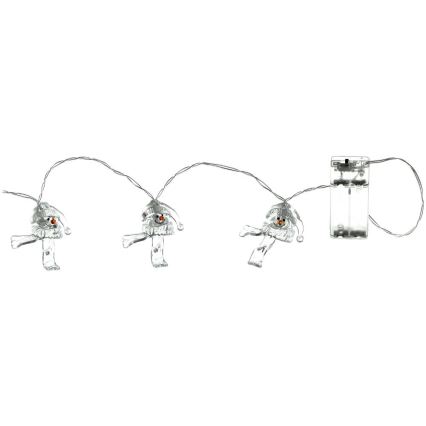 LED Christmas chain 10xLED/2xAA/warm white 1,65m snowmen