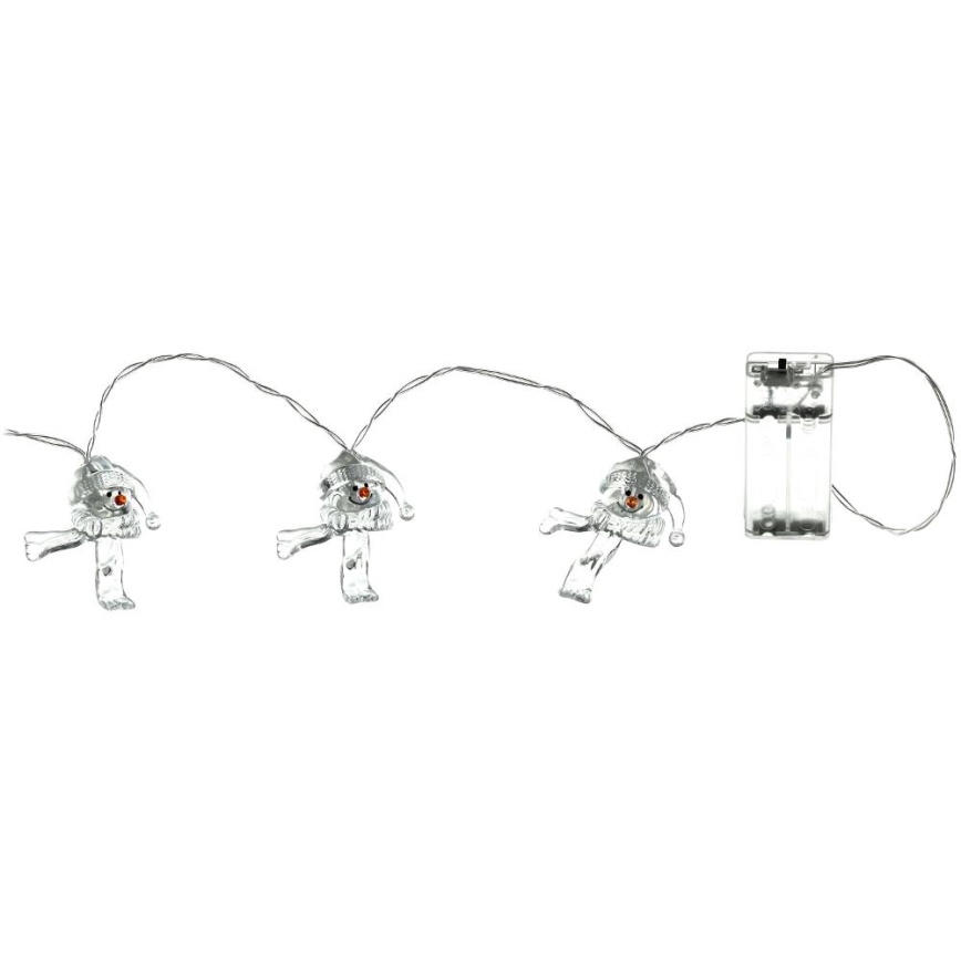 LED Christmas chain 10xLED/2xAA/warm white 1,65m snowmen