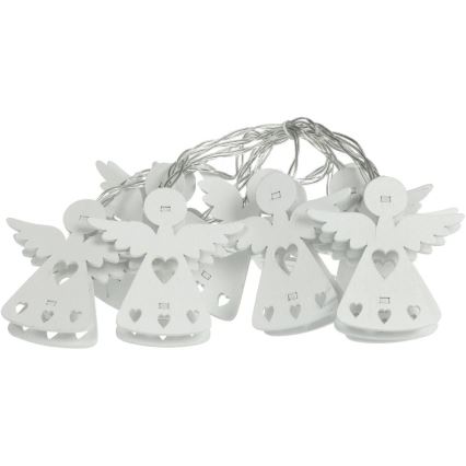 LED Christmas chain 10xLED/2xAA/warm white 2m angels